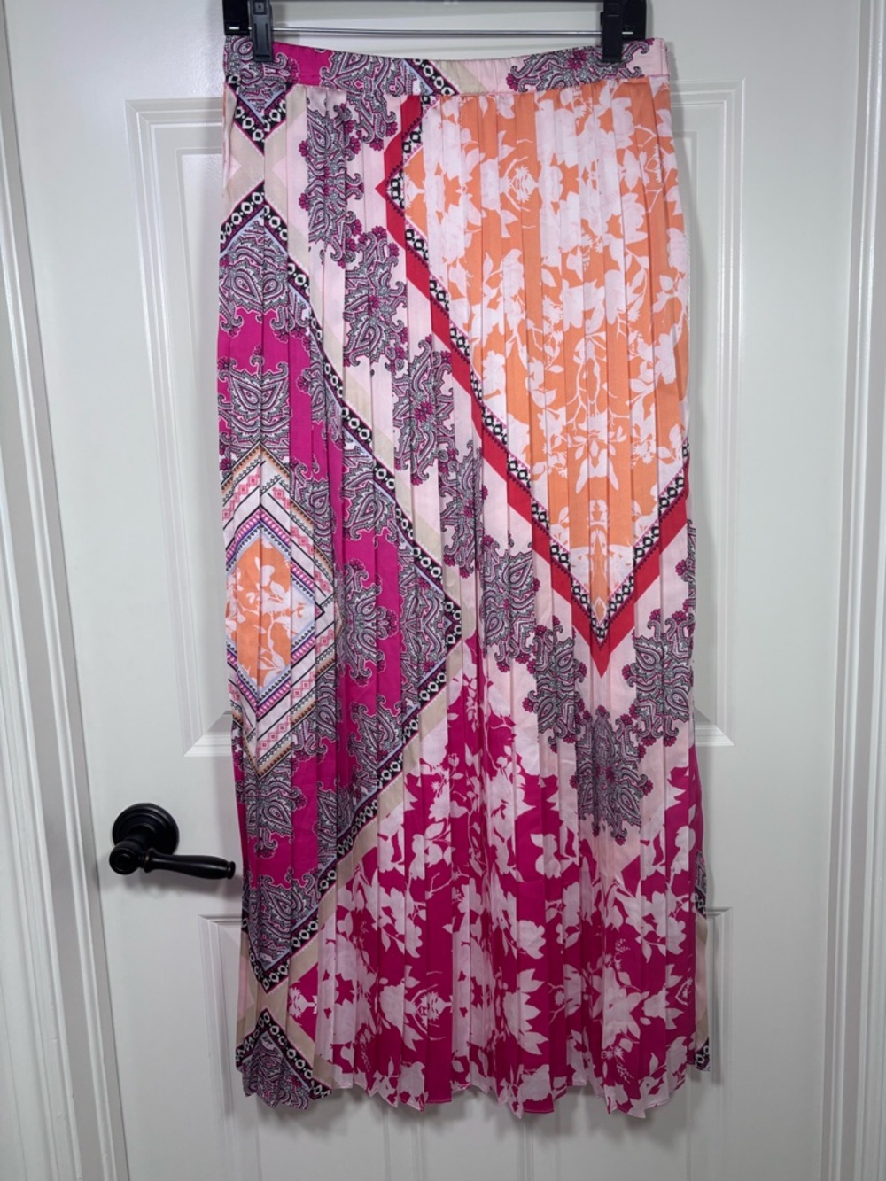 NWT Chicos Pleated Lined Maxi Skirt Women’s 0 (4/6) Elastic Waist Side Zip